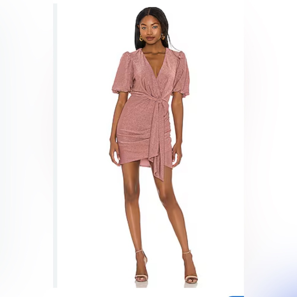 Saylor Deb Mini Dress Rose Pink Lurex Lace Cocktail Party Dress M